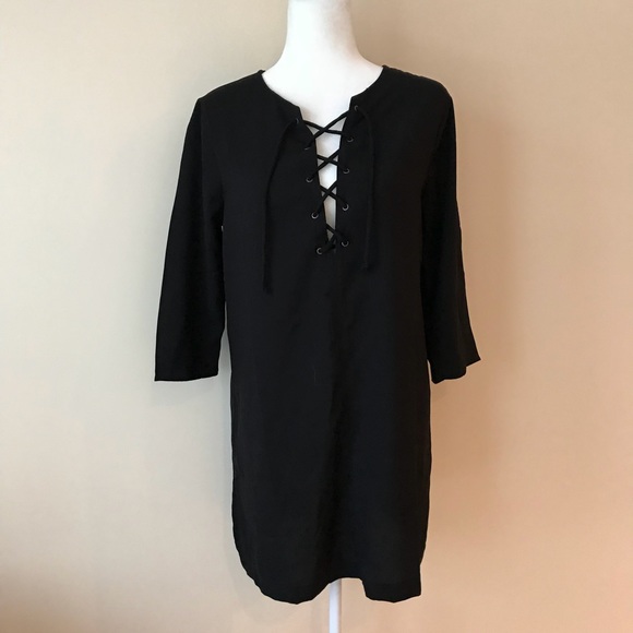 Black A&F lace up shift dress - Picture 1 of 6